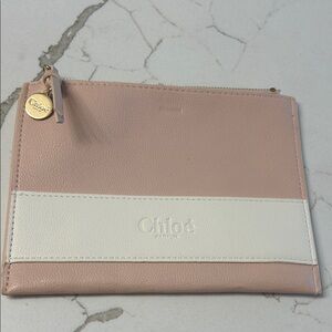 Chloe Pink and White Leather Cosmetic Pouch